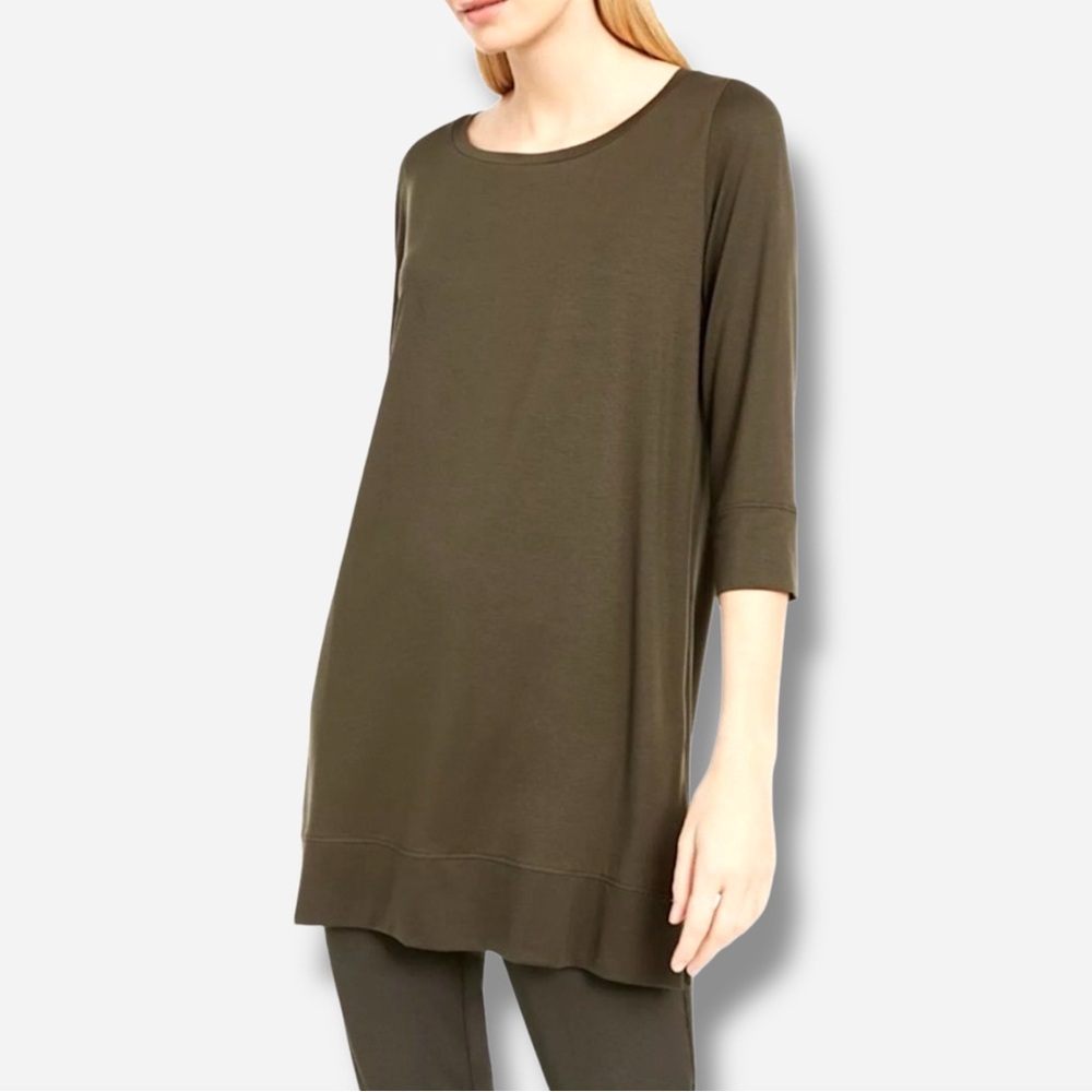 🌸New🌸 Eileen Fisher 3/4 Jewel Neck Top PP NWT
